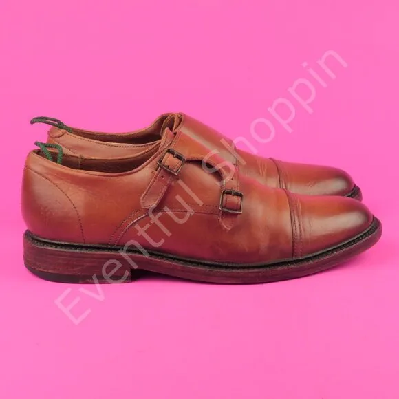 Frye Shoes Mens 9.5 D Brown Dress Burnished Cap Toe Double Monk Strap Oxfords