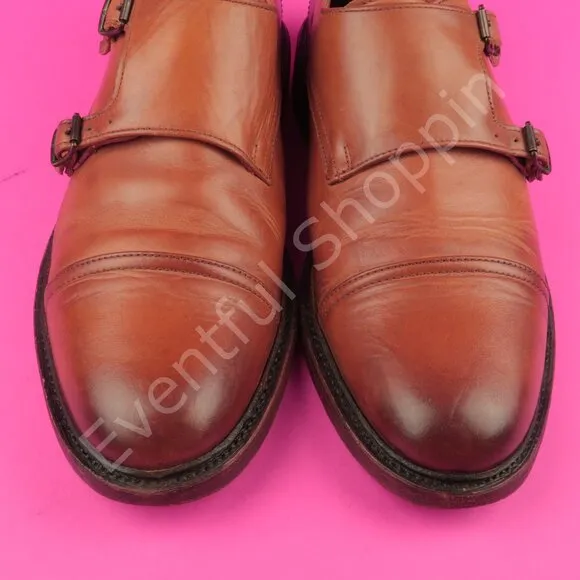 Frye Shoes Mens 9.5 D Brown Dress Burnished Cap Toe Double Monk Strap Oxfords