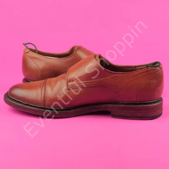 Frye Shoes Mens 9.5 D Brown Dress Burnished Cap Toe Double Monk Strap Oxfords
