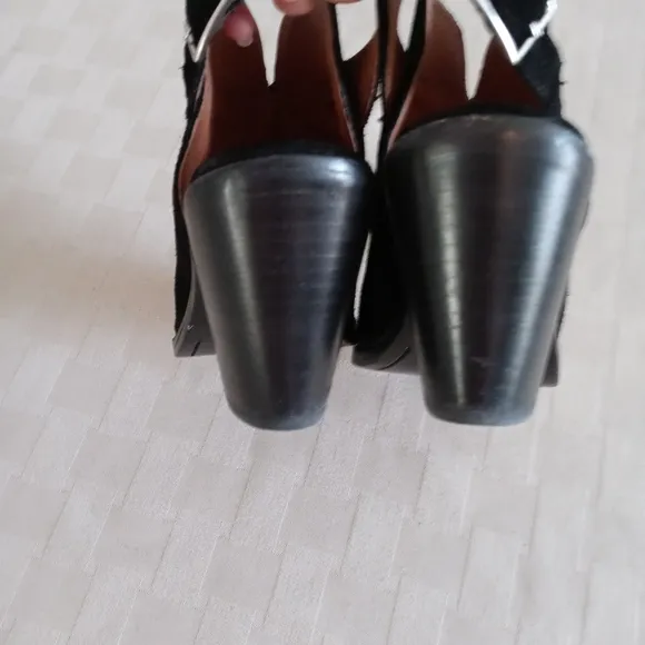 Frye Suede Courtney Slingback Peep Toe Mules