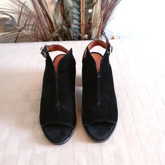 Frye Suede Courtney Slingback Peep Toe Mules