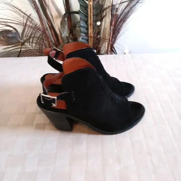 Frye Suede Courtney Slingback Peep Toe Mules