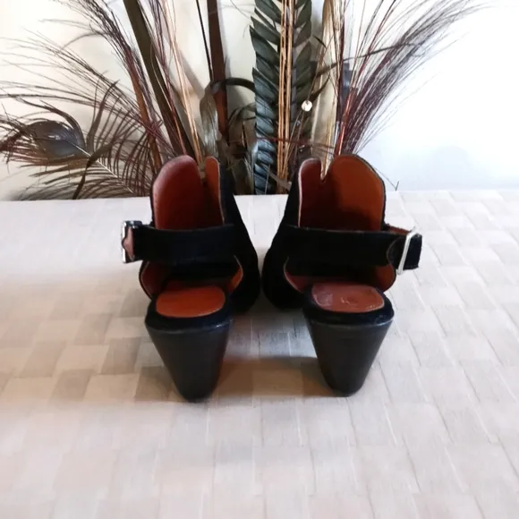 Frye Suede Courtney Slingback Peep Toe Mules