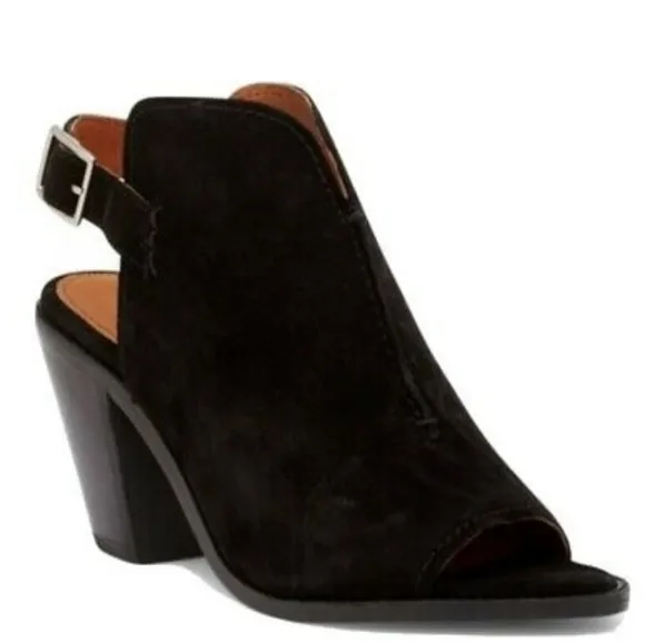 Frye Suede Courtney Slingback Peep Toe Mules