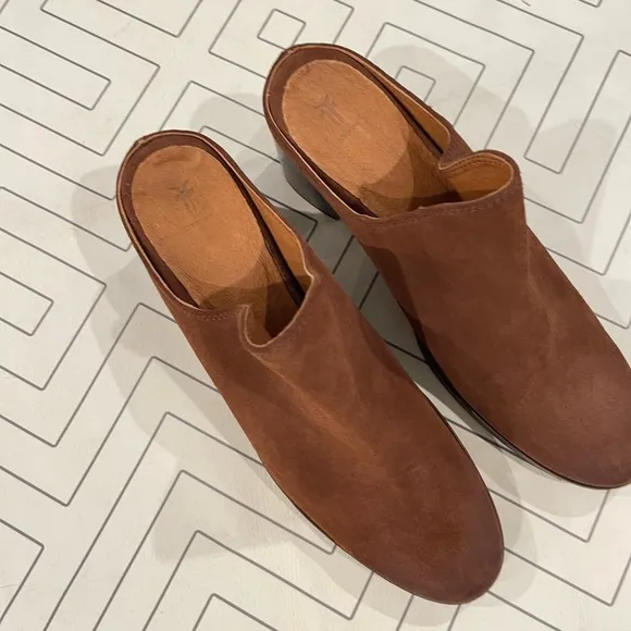 Frye Suede Heeled Naomi Mules