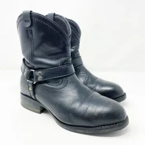 Frye Supply Black Leather Steel Toe Harness Boots Women's Size 8 Wide Pull On