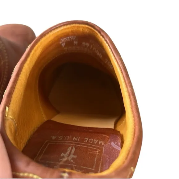 FRYE vintage British Tan Leather Square Toe campus Western Mules Slip On Shoes