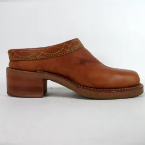 FRYE vintage British Tan Leather Square Toe campus Western Mules Slip On Shoes