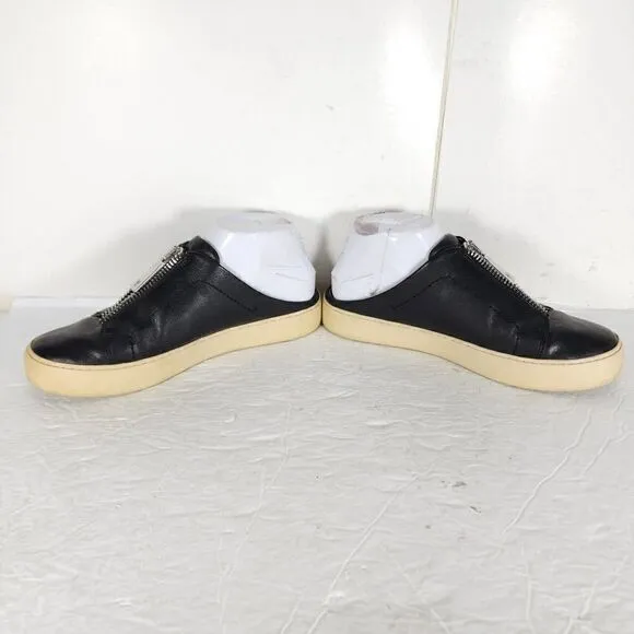Frye women's Lena Zip US 7,5M Black Leather Slip On Flat Mules Sneakers Shoes