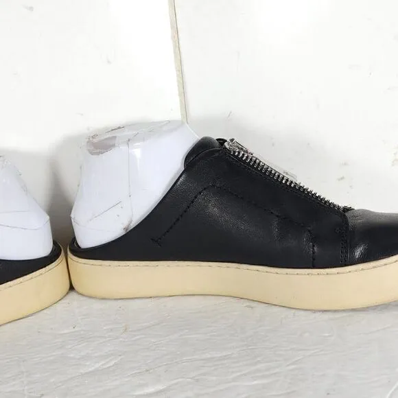Frye women's Lena Zip US 7,5M Black Leather Slip On Flat Mules Sneakers Shoes
