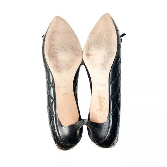 FS/NY Women's Black Quilted Kitten Heels size 9.5 M
