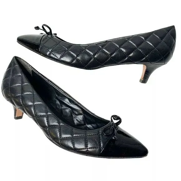 FS/NY Women's Black Quilted Kitten Heels size 9.5 M