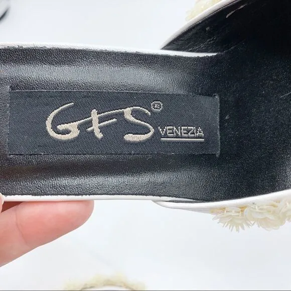 G   S Handmade Wedding Mules Sequin Flowers Sz 6