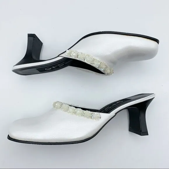 G   S Handmade Wedding Mules Sequin Flowers Sz 6
