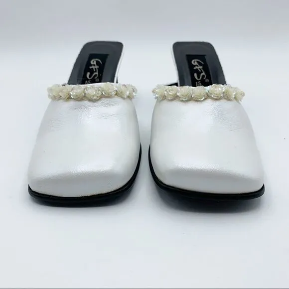 G   S Handmade Wedding Mules Sequin Flowers Sz 6