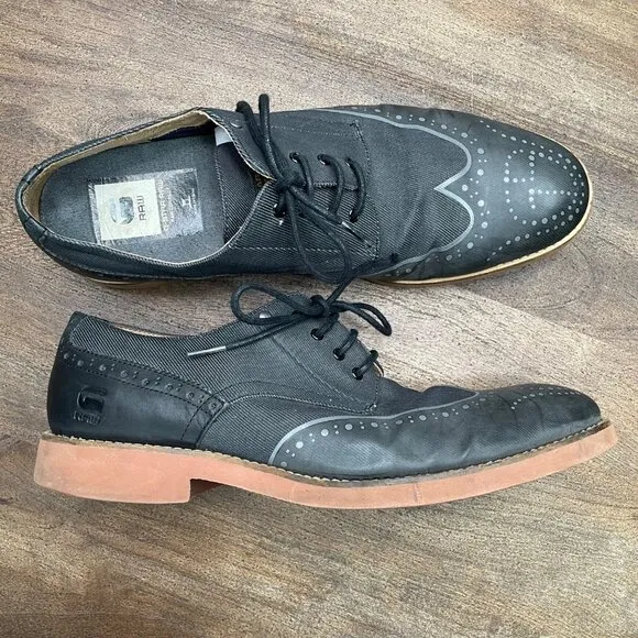 G Star‎ Raw Wingtip Oxfords Dress Shoes Mens Size 12 Charcoal Gray