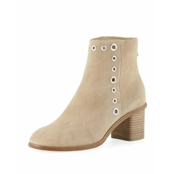 G0 NEW RAG &amp; BONE Willow Sand Suede Grommets Zip Ankle Boot Shoes Size 38 $575