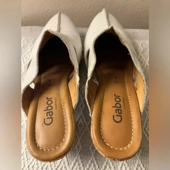 Gabor Clogs Comfort UK Size 5 White Leather Women’s Studded with Cork Sides