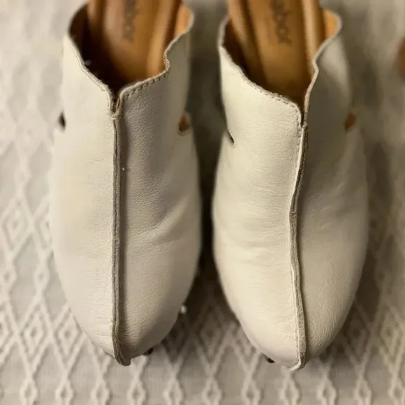 Gabor Clogs Comfort UK Size 5 White Leather Women’s Studded with Cork Sides