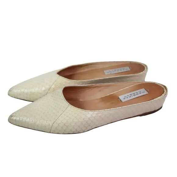 Gabriela Hearst PERL WHITE SNAKE SKIN FLAT MULES SHOES Sz 38