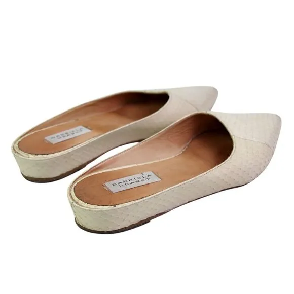 Gabriela Hearst PERL WHITE SNAKE SKIN FLAT MULES SHOES Sz 38