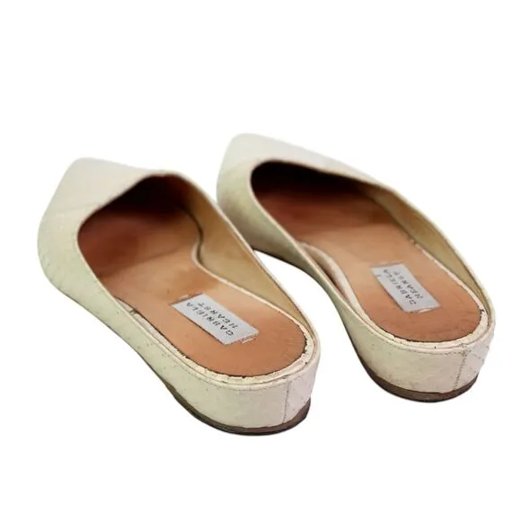 Gabriela Hearst PERL WHITE SNAKE SKIN FLAT MULES SHOES Sz 38