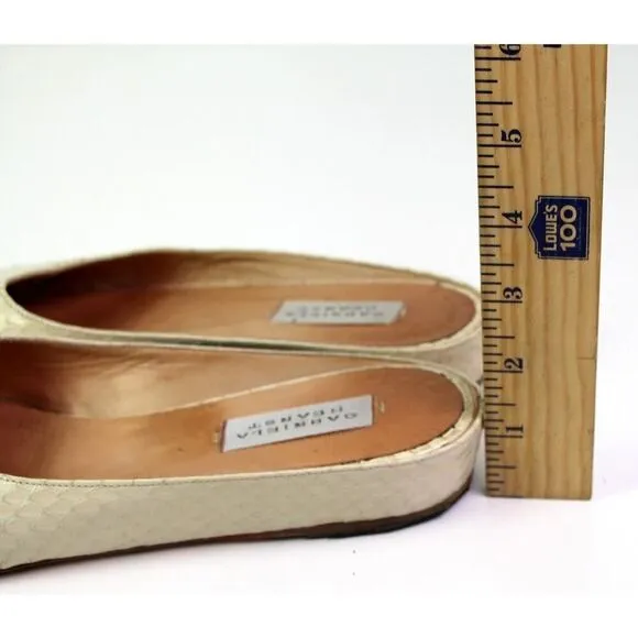 Gabriela Hearst PERL WHITE SNAKE SKIN FLAT MULES SHOES Sz 38
