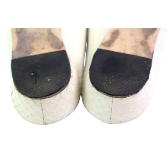 Gabriela Hearst PERL WHITE SNAKE SKIN FLAT MULES SHOES Sz 38