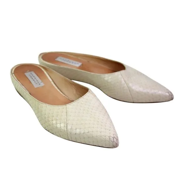 Gabriela Hearst PERL WHITE SNAKE SKIN FLAT MULES SHOES Sz 38