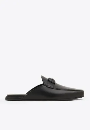 Gancini Leather Flat Mules