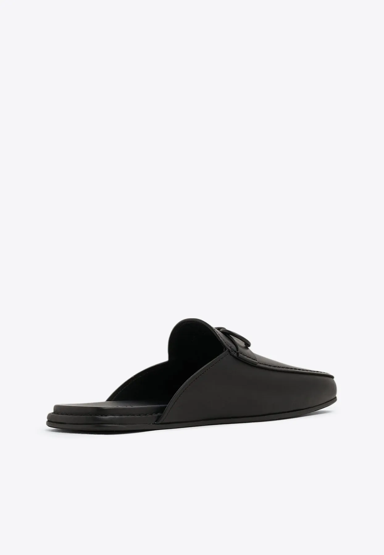 Gancini Leather Flat Mules