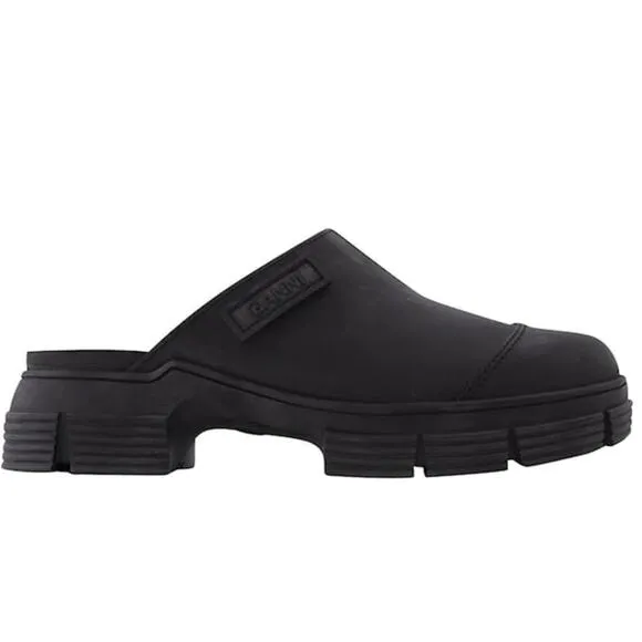 Ganni City Rubber Mules 10.5 41 Black NWOT Slip On Comfort 90s Y2K Lug Sole