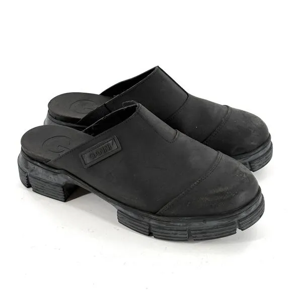 Ganni City Rubber Mules 10.5 41 Black NWOT Slip On Comfort 90s Y2K Lug Sole