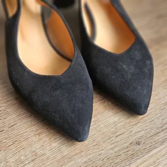 Ganni Tie Back Kitten Heels Black Suede Size 6 (36)