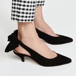 Ganni Tie Back Kitten Heels Black Suede Size 6 (36)
