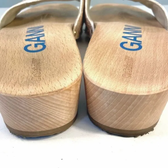 GANNI X Dr. Scholl Clogs Pescura Heel Floral Wooden Buckle Chunky Slide Sandal 8