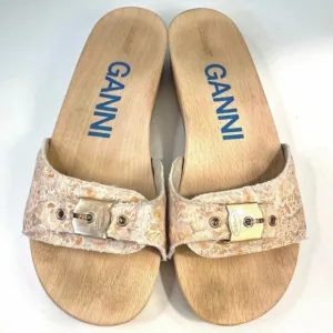 GANNI X Dr. Scholl Clogs Pescura Heel Floral Wooden Buckle Chunky Slide Sandal 8