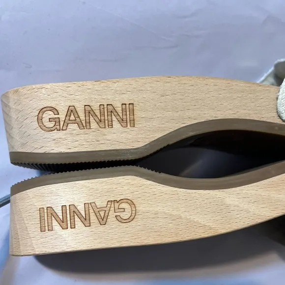 Ganni x Scholl Pescura Sandal Wooden Mules Clogs Size 9 Made in Italy