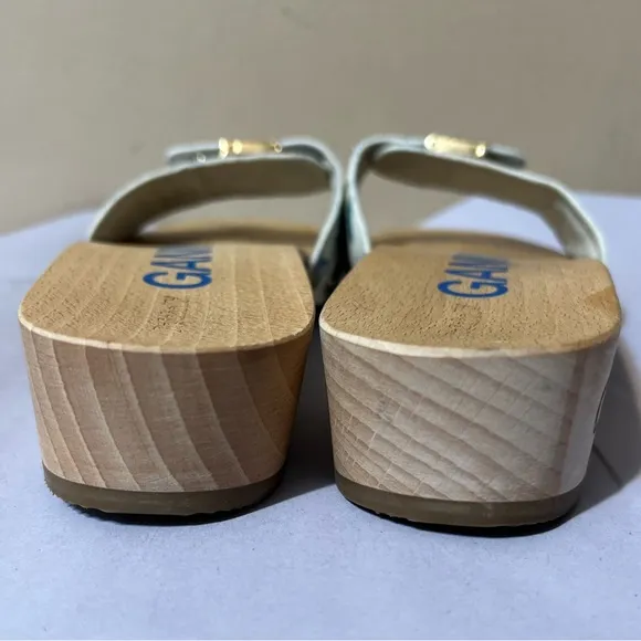Ganni x Scholl Pescura Sandal Wooden Mules Clogs Size 9 Made in Italy