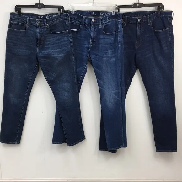 Gap Denim Mens Blue Wash Jeans Bundle of 3 Size 36x32 EXCELLENT Condition