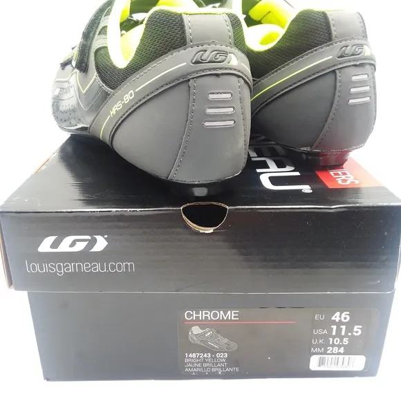 Garneau Chrome HRS-80 Cycling Shoes Bright Yellow Black Mens Size 11.5 EU 46