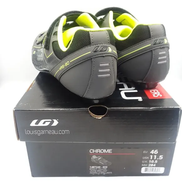 Garneau Chrome HRS-80 Cycling Shoes Bright Yellow Black Mens Size 11.5 EU 46