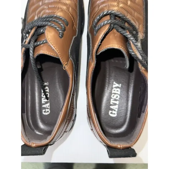 Gatsby Oxford Derby Leather Shoes Brown Black Men’s US 13 EUR 47