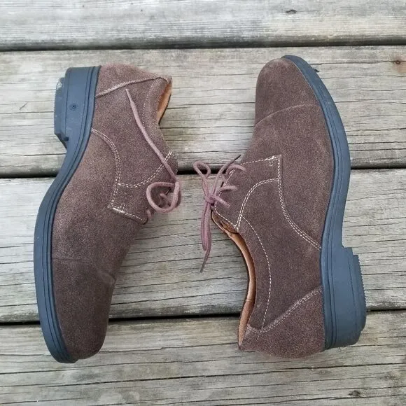 G defy Gravity Defyer Brown Suede Leather Cap Toe Lace-up Oxfords Men's 7.5