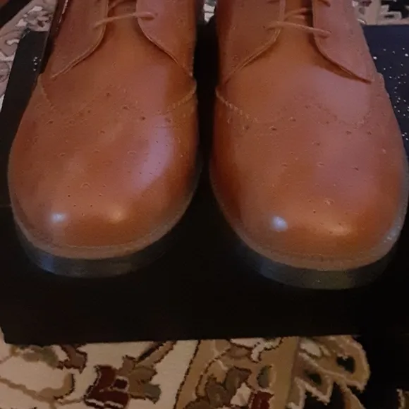 Gecatiso brown wingtip leather oxfords rubber soles w/tread lace up size…12 New