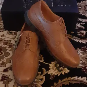 Gecatiso brown wingtip leather oxfords rubber soles w/tread lace up size…12 New
