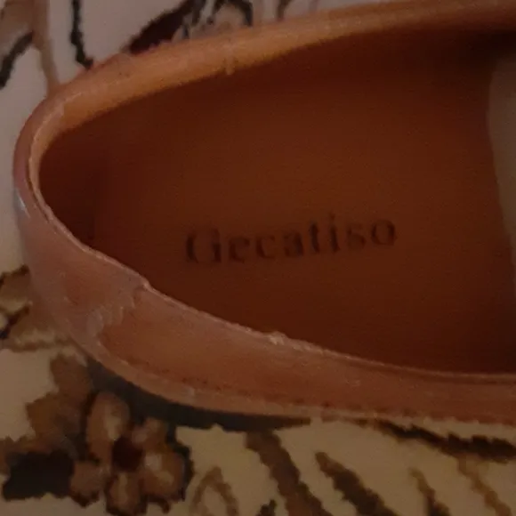 Gecatiso brown wingtip leather oxfords rubber soles w/tread lace up size…12 New