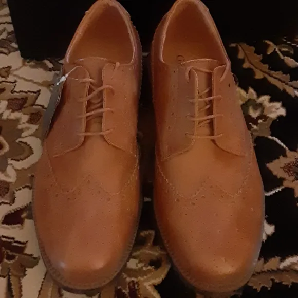 Gecatiso brown wingtip leather oxfords rubber soles w/tread lace up size…12 New