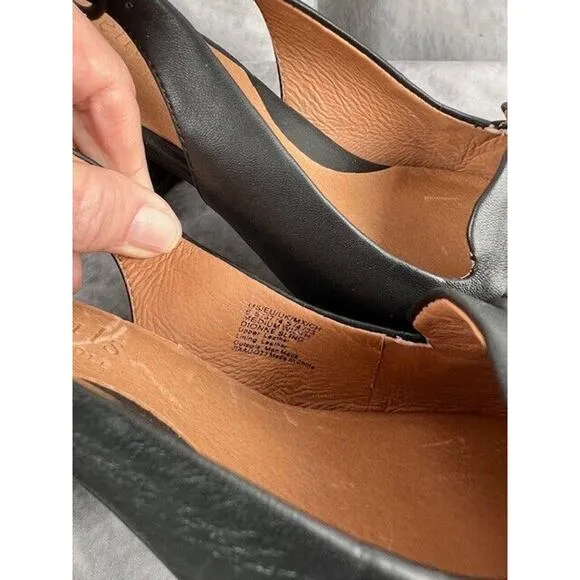 Gentle Souls by Kenneth Cole Dionne Black Leather Slingback Heel Size 6.5