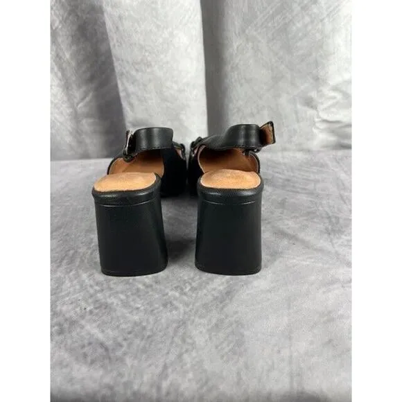 Gentle Souls by Kenneth Cole Dionne Black Leather Slingback Heel Size 6.5